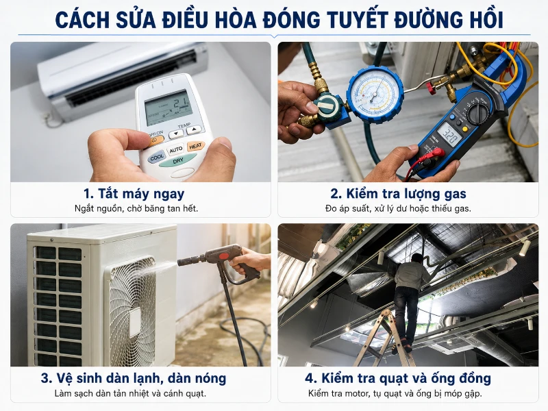 máy lạnh bị đóng tuyết dàn lạnh