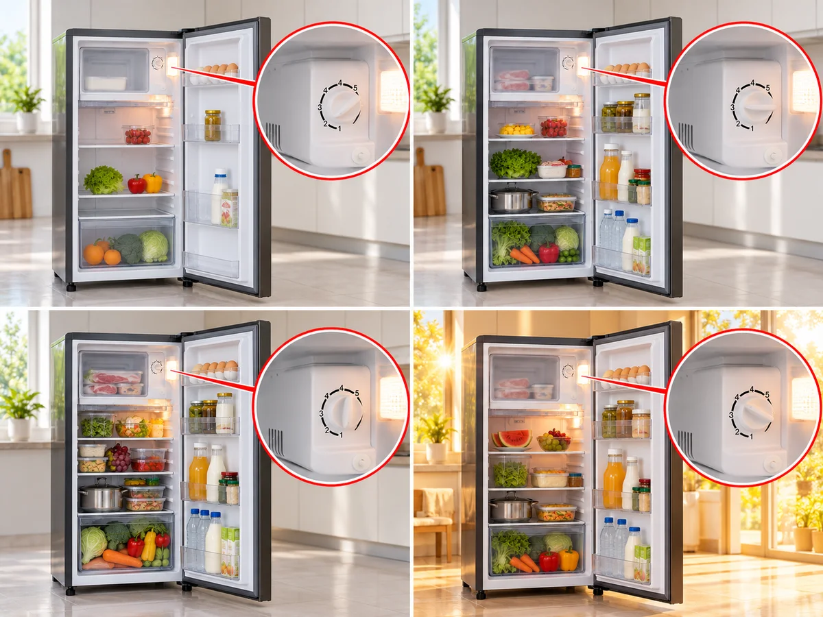 Cách chọn mức chỉnh trên nút điều chỉnh nhiệt độ tủ lạnh Hitachi 1 cánh