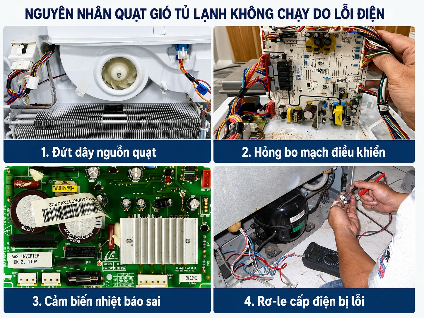 Quạt tủ lạnh không chạy, lúc chạy lúc không: Nguyên nhân, cách sửa quạt tủ lạnh không chạy