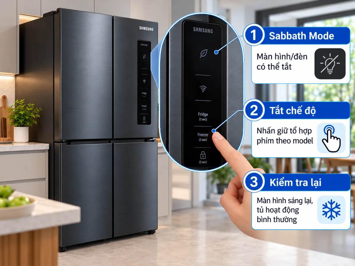 Cách sửa bảng điều khiển tủ lạnh Samsung bị hỏng do Sabbath Mode