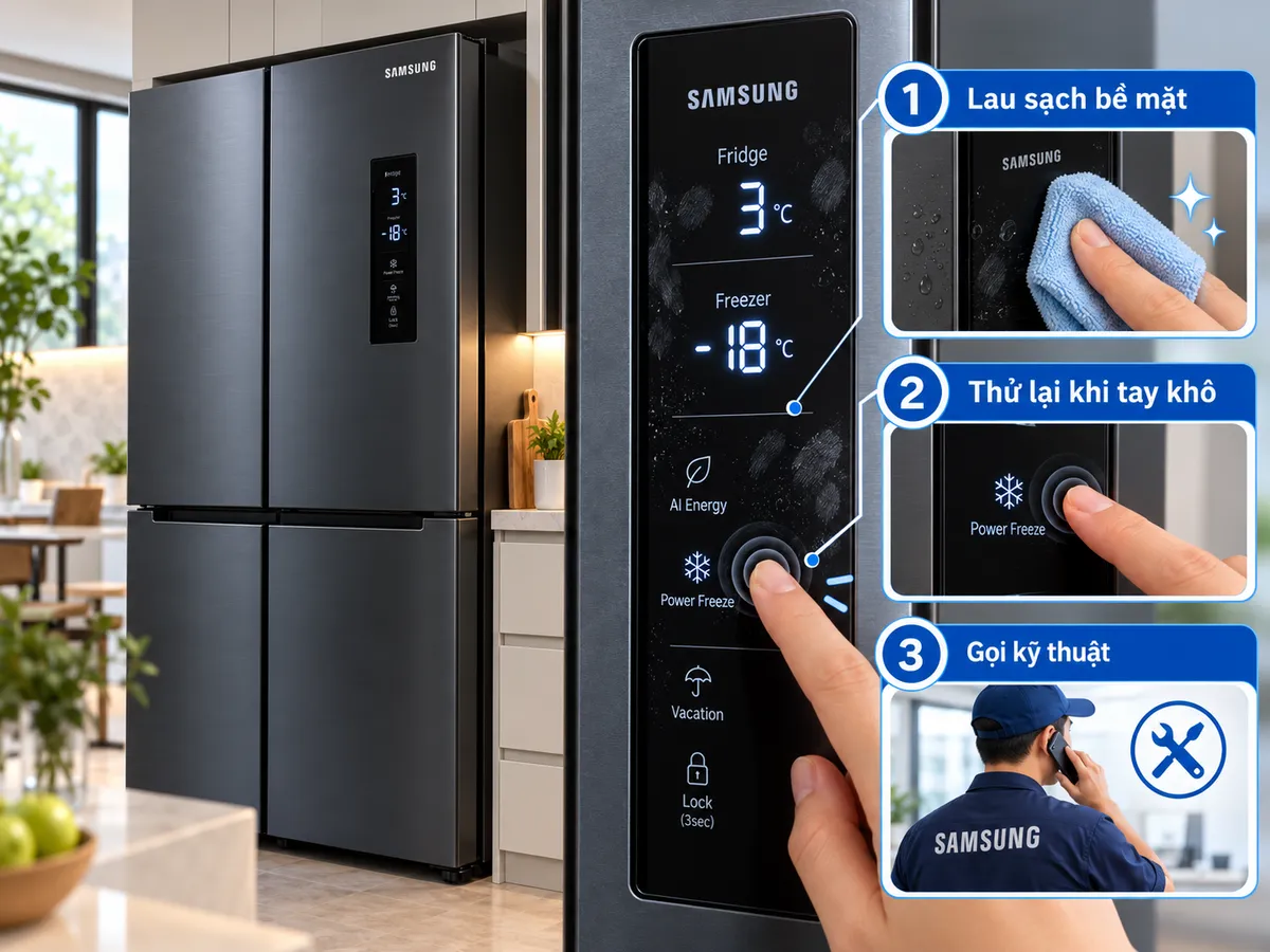 Vệ sinh bảng điều khiển tủ lạnh Samsung