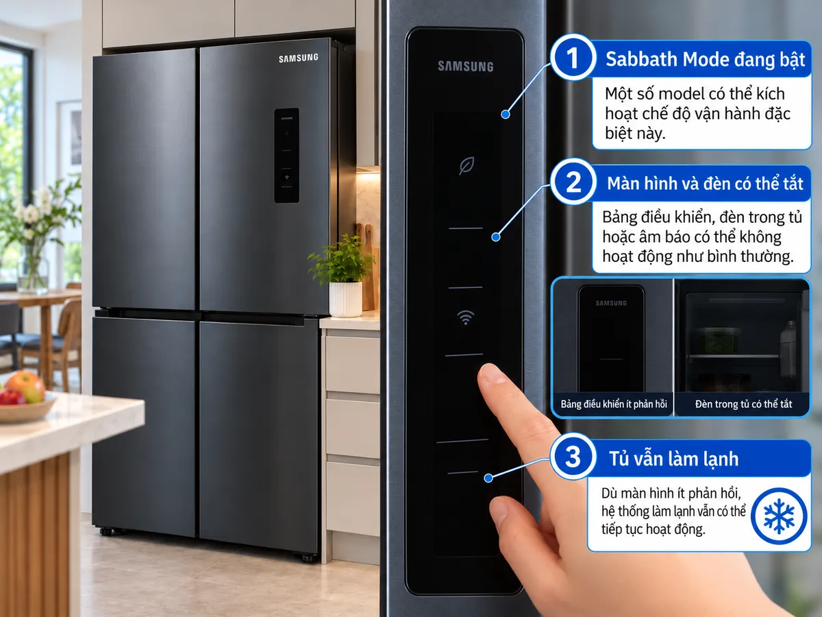 Chế độ Sabbath Mode trên tủ lạnh Samsung
