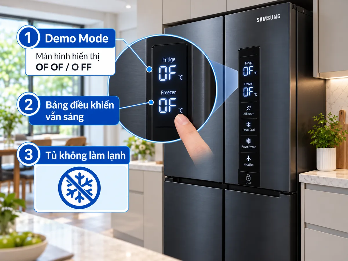 Cách tắt Demo Mode tủ lạnh Samsung