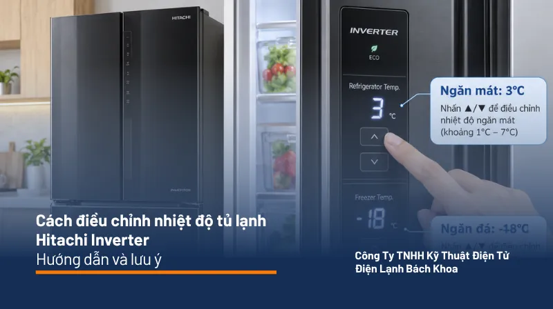 Cách điều chỉnh nhiệt độ tủ lạnh Hitachi Inverter