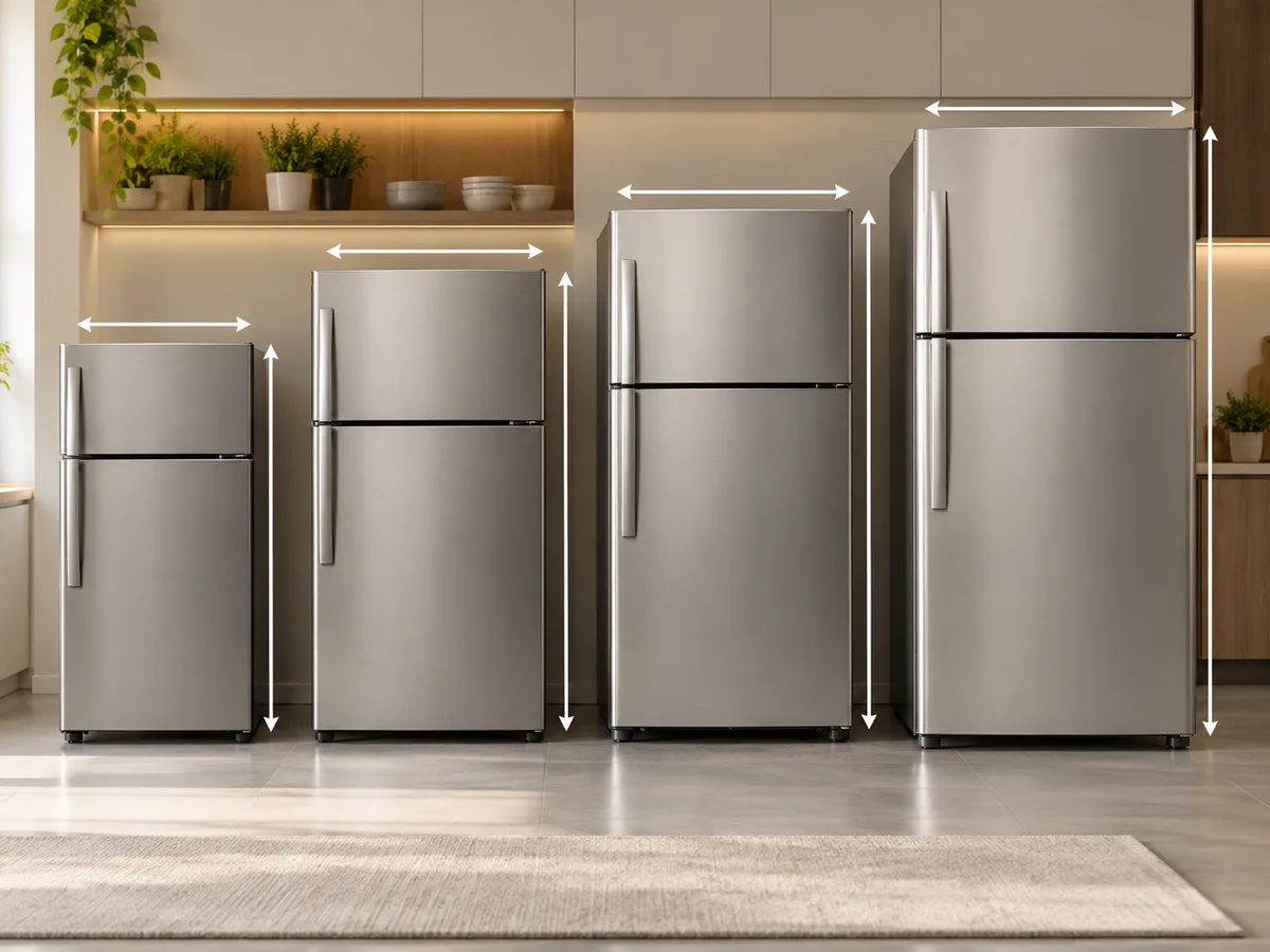 Kích thước tủ lạnh 2 cánh ngăn đá trên Samsung và Panasonic