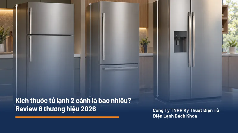 Kích thước tủ lạnh 2 cánh phổ biến theo từng kiểu dáng và thương hiệu