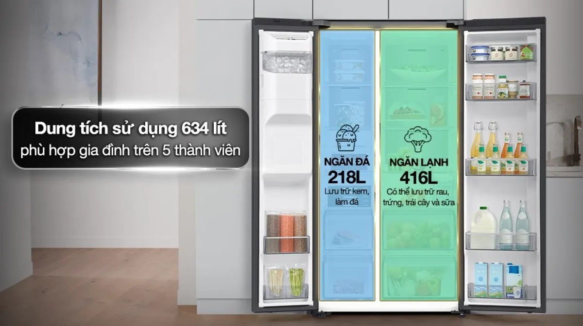 Tổng hợp kích thước tủ lạnh 2 cánh Samsung của 10 mẫu phổ biến Kích thước tủ lạnh 2 cánh Samsung RS80F65J2BSV
