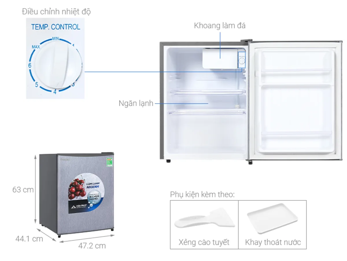 Kích thước tủ lạnh mini Funiki FR-71CD 74L cho phòng trọ