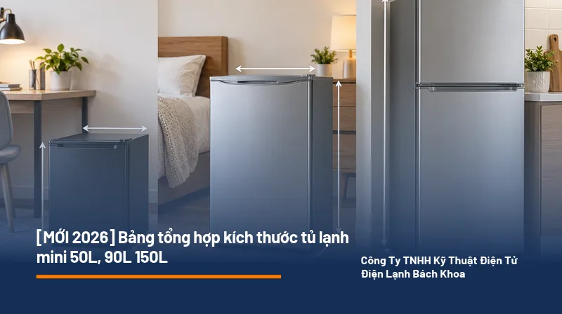 Kích thước tủ lạnh mini theo dung tích từ 45L đến 150L