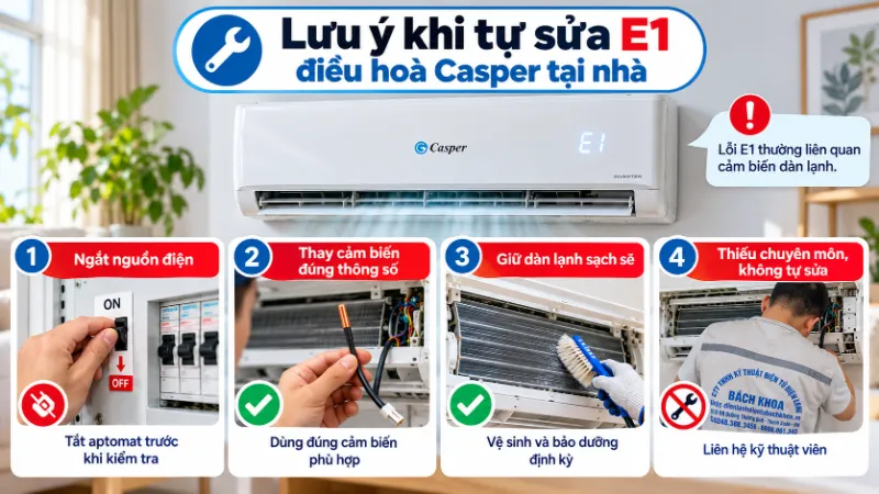 lỗi E1 điều hòa Casper