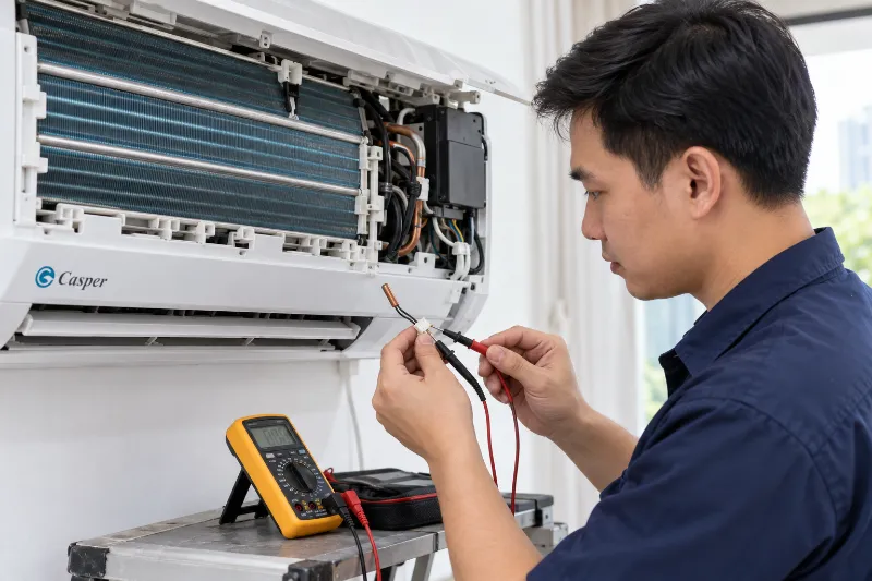 Thợ kiểm tra lỗi E3 trên điều hòa Casper