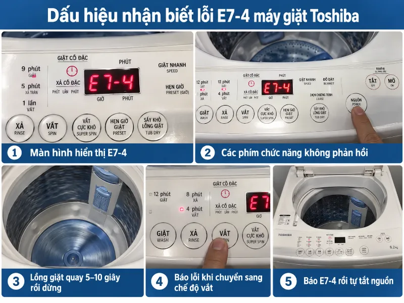 lỗi e7 4 máy giặt Toshiba