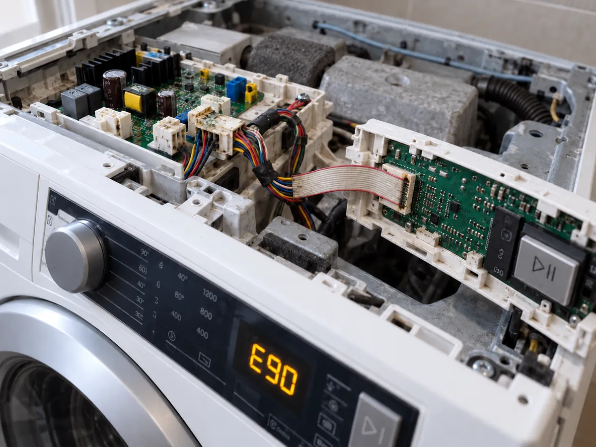 Lỗi E90 máy giặt Electrolux do sự cố đường truyền tín hiệu giữa các bo mạch