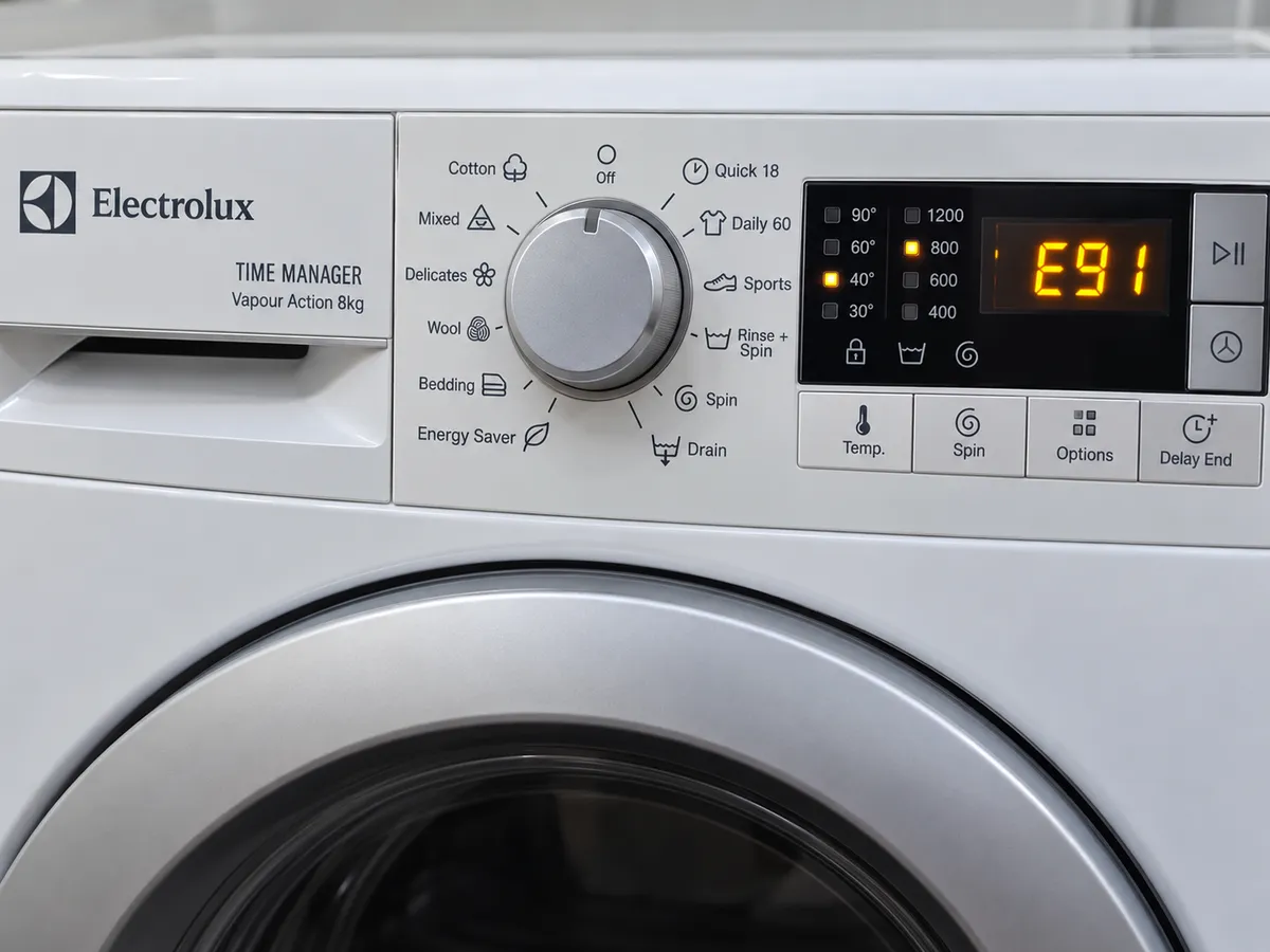 Máy giặt Electrolux báo lỗi E91 trên màn hình điều khiển