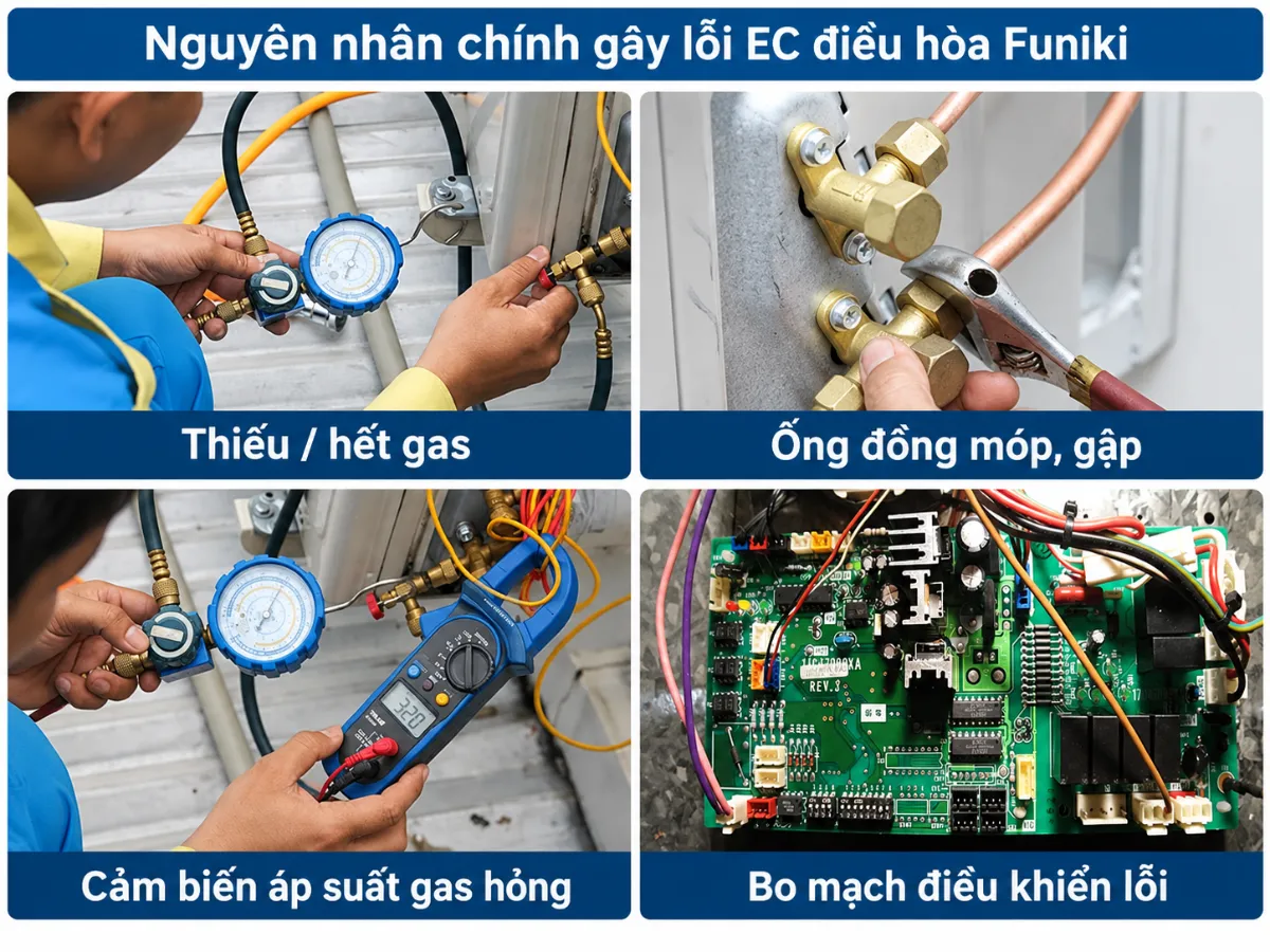 điều hòa Funiki báo lỗi EC