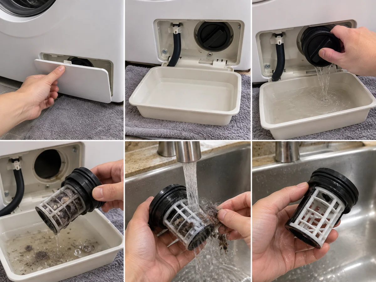 Cách xử lý máy giặt LG bị lỗi OE bằng cách vệ sinh bộ lọc xả