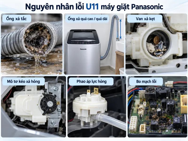 máy giặt Panasonic báo lỗi U11