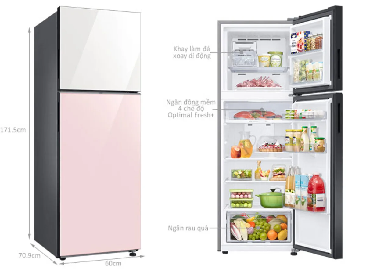 Nên mua tủ lạnh hãng nào tiết kiệm điện - Samsung Bespoke 348 lít